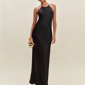 Reformation Jeany Elegant Black Silk Dress